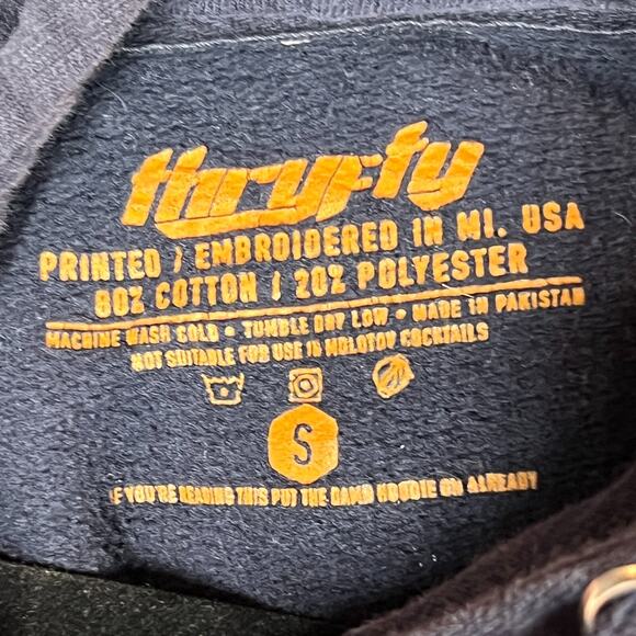 Thryfty Bag Boy Sweatshirt Mens Small Navy Blue Hoodie Pullover Pockets Logo - Picture 4 of 8